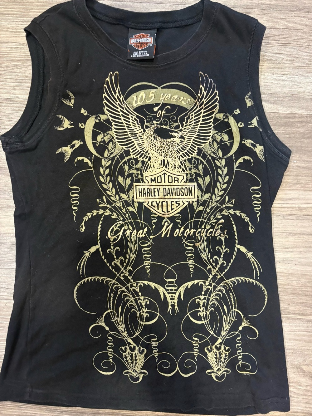 Harley-Davidson Black Tank Top with Gold Eagle Graphic